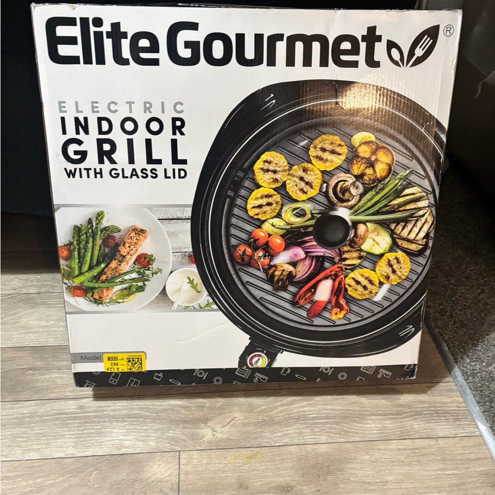 Elite Gourmet Electric Indoor Grill with Glass Lid - Black